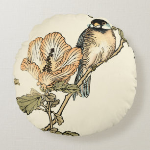 Coussins Ronds Oiseau oriental été perché sur la branche