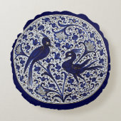 Coussins Ronds Oiseaux de l'amour bleus et blancs de style italie (Devant)