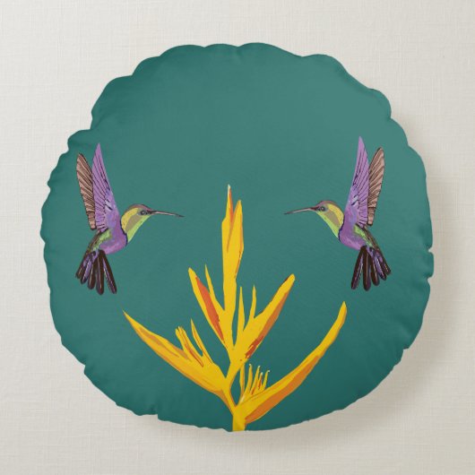 Coussins Ronds Oiseaux de mer Fleur jaune (Devant)