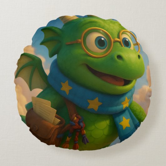 Coussins Ronds Olbas le dragon amical (Devant)