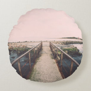 Coussins Ronds Old bridge with rusty metal rails near sea port. V