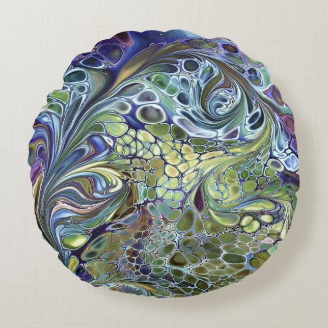 Coussins Ronds Olive vert, purple blue burgundy (Devant)