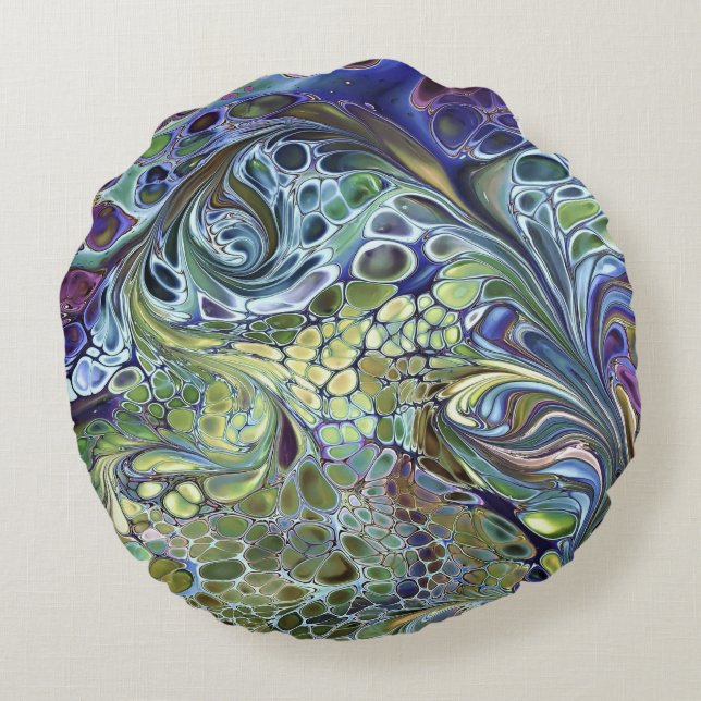 Coussins Ronds Olive vert, purple blue burgundy (Dos)