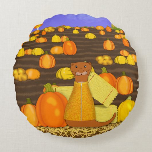 Coussins Ronds Oliver Le Otter prend un Citrouille (Devant)