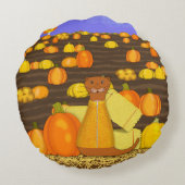 Coussins Ronds Oliver Le Otter prend un Citrouille (Dos)