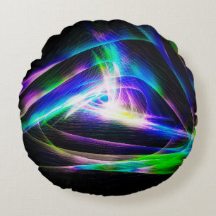 Coussins Ronds ondes lumineuses Abstraites et fond noir abstrait,