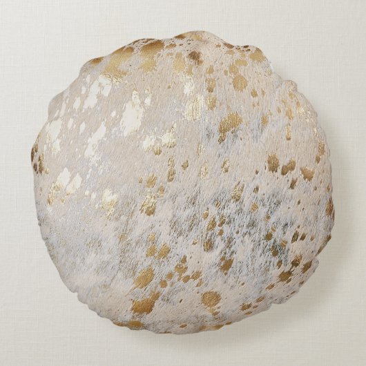 Coussins Ronds Or Cowhide Imprimer Métal Minimal Occident (Dos)