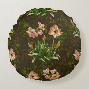 Coussins Ronds Orange Amaryllis Floral Round Thlow Oreiller