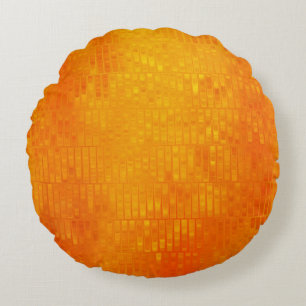 Coussins Ronds Orange de mosaïque Abstraite : brillant