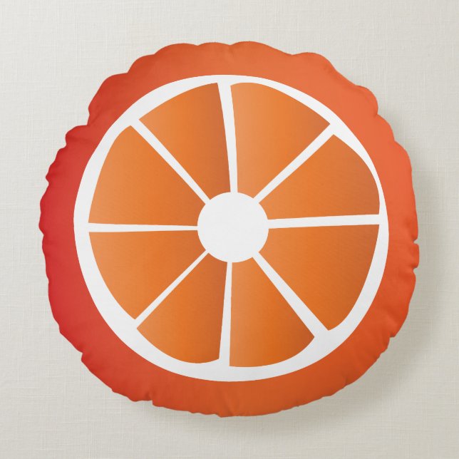 Coussins Ronds Orange de tranche de fruits (Devant)
