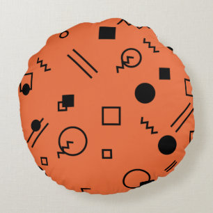 Coussins Ronds Orange, fun, trendy, geometric Memphis graphic
