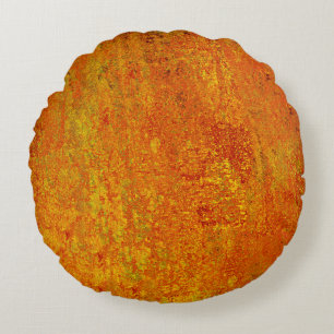 Coussins Ronds Orange jaune grunge fond abstrait, art, backgr