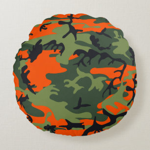 Coussins Ronds Orange, vert, camouflage noir Camo