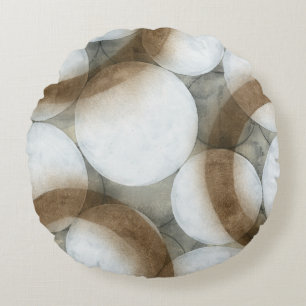 Coussins Ronds Orbes blanches et cercles Brown