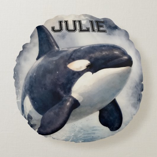 Coussins Ronds  Orca Stormy waves, Personalized (Devant)