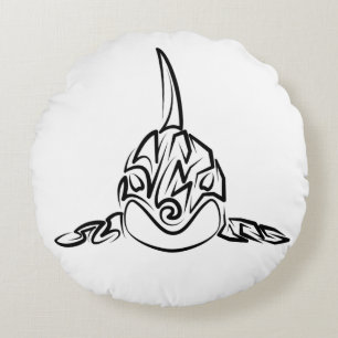 Coussins Ronds Orca tribale noire et blanche