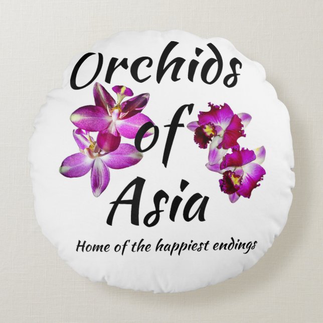 Coussins Ronds Orchidées d'Asie (Devant)