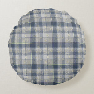 Coussins Ronds Oreiller à lancer à plat jaune et gris en coton (1