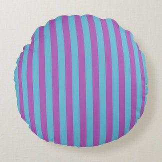 Coussins Ronds Oreiller à lancer à rayures Fuchsia et bleu