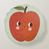 Coussins Ronds Oreiller à lancer de pomme souriant | Nourriture à (Dos)