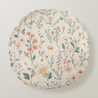 Coussins Ronds Oreiller à lancer fleur sauvage