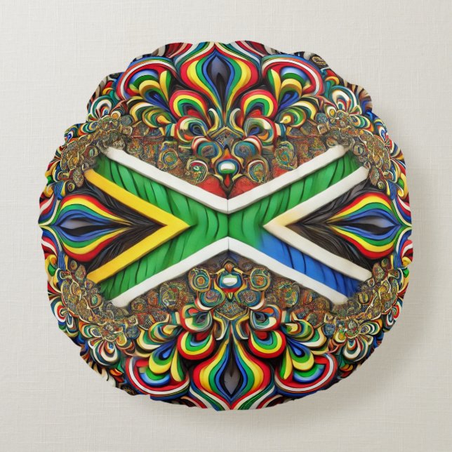 Coussins Ronds Oreiller à lancer rond avec couleurs d'Afrique du  (Devant)