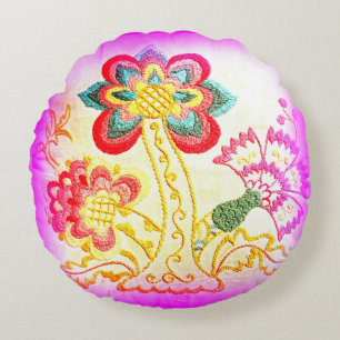 Coussins Ronds oreiller à lancer rond de palmier rose