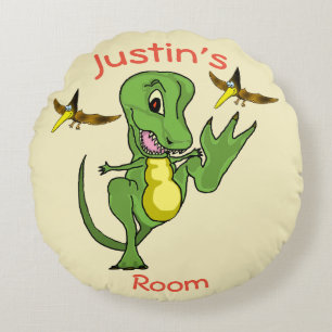 Coussins Ronds Oreiller à lancer rond Dinosaure personnalisé
