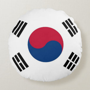 Coussins Ronds Oreiller à lancer ronde avec drapeau de la Corée d