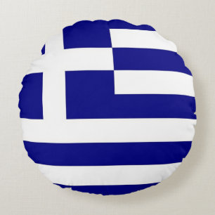 Coussins Ronds Oreiller à lancer ronde avec drapeau de la Grèce