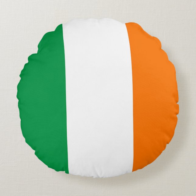 Coussins Ronds Oreiller à lancer ronde avec drapeau d'Irlande (Devant)