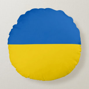 Coussins Ronds Oreiller à lancer ronde avec drapeau d'Ukraine
