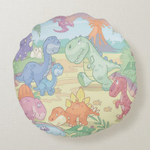Coussins Ronds Oreiller à lancer ronde/Dinosaures de dessin