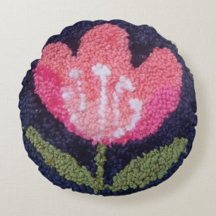 Coussins Ronds oreiller à motif de fleurs roses en piquage à l'ai