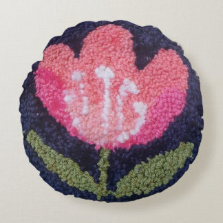 Coussins Ronds oreiller à motif de fleurs roses en piquage à l'ai