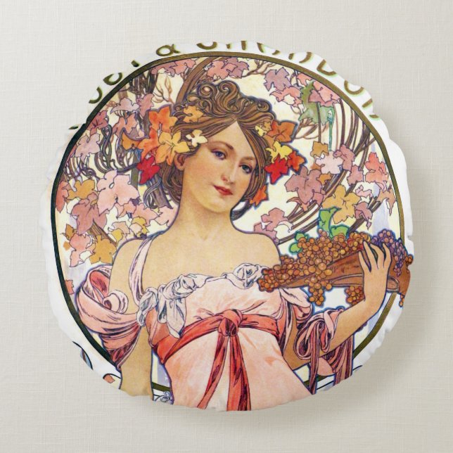 Coussins Ronds Oreiller Alphonse Mucha (Devant)