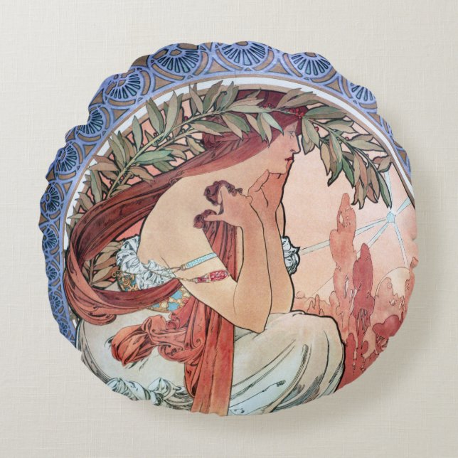 Coussins Ronds Oreiller Alphonse Mucha (Devant)
