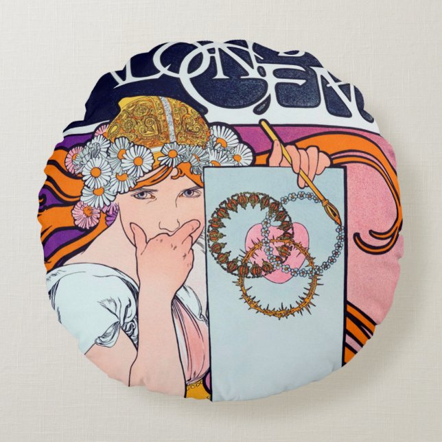 Coussins Ronds Oreiller Alphonse Mucha (Devant)