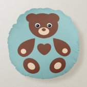 Coussins Ronds Oreiller bébé monogramme ourson bleu (Devant)