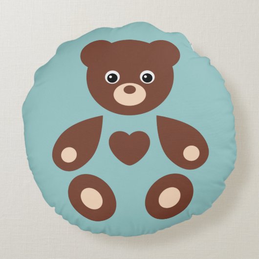 Coussins Ronds Oreiller bébé monogramme ourson bleu (Dos)