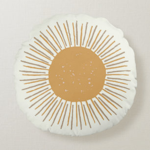 Coussins Ronds Oreiller boho soleil doré pour décoration de dorto