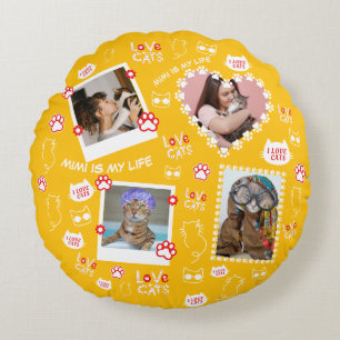 Coussins Ronds Oreiller chat personnalisé avec photos de visage e