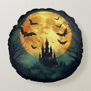 Coussins Ronds Oreiller Château Hanté Pleine Lune