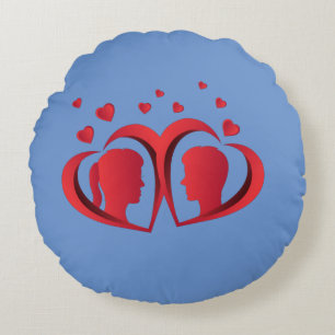 Coussins Ronds Oreiller Couple Amour Rouge Accent de Décoration M