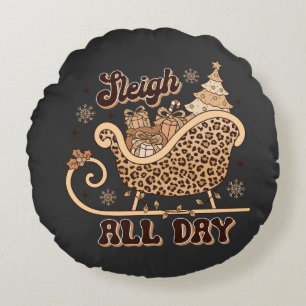 Coussins Ronds Oreiller de Noël à motif guépard