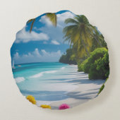 Coussins Ronds Oreiller de plage tropical (Dos)