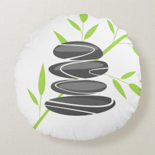Coussins Ronds Oreiller de spa rond avec pierres zen et impressio