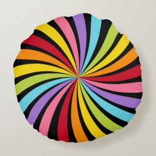 Coussins Ronds Oreiller décoratif Starburst Rainbow Colors