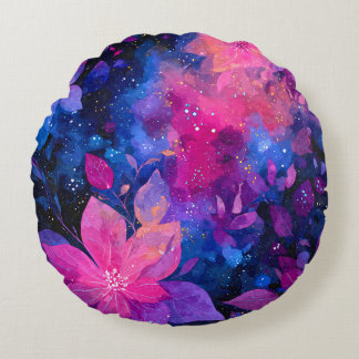 Coussins Ronds Oreiller Fleur Galaxie Rose Violet Cosmique