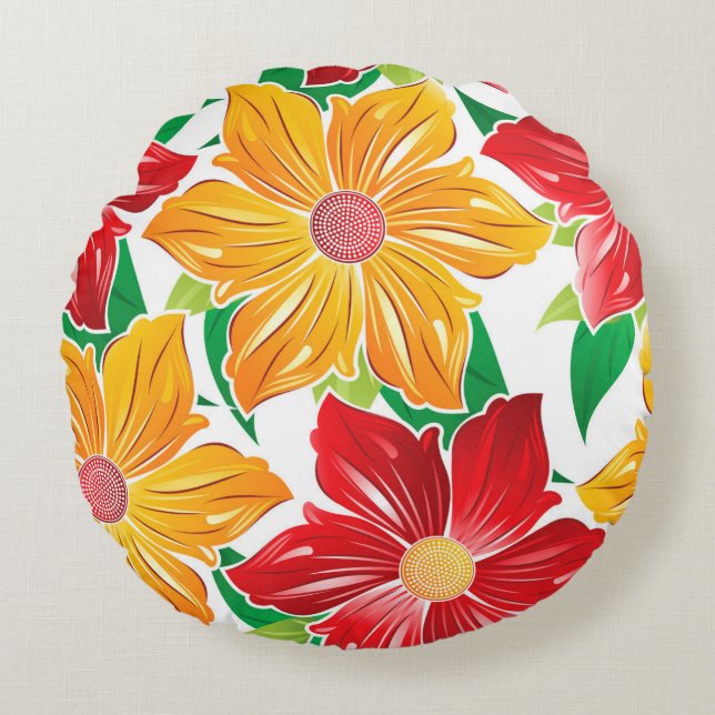 Coussins Ronds Oreiller Fleur Rond (Devant)